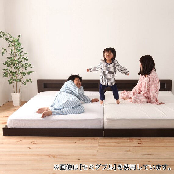 ダブル棚・照明・コンセント付きフロアベッドフレーム(KWNJ ME BR) 13枚目画像