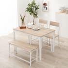 シンプルな木目調ダイニング4点セット (NA/WH) 1枚目画像