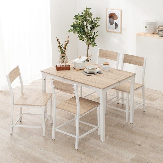 シンプルな木目調ダイニング5点セット (NA/WH) 1枚目画像