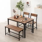 シンプルな木目調ダイニング4点セット (BR/BK) 1枚目画像