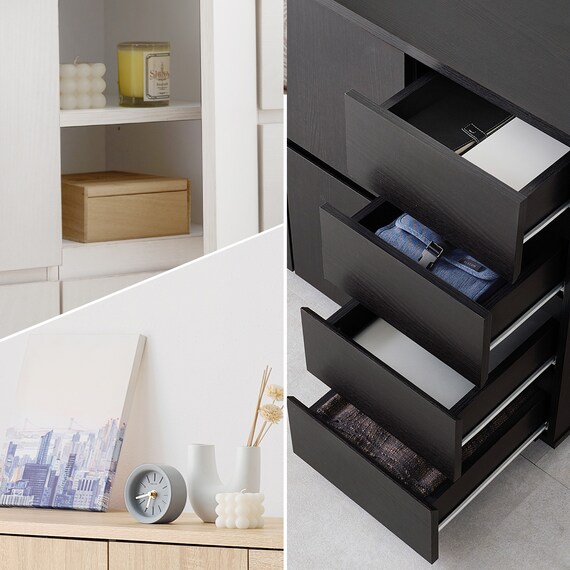 シンプルデザインキャビネット (幅79cm WH) 2枚目画像