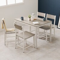 シンプルな木目調ダイニング5点セット (GY/WH)