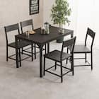 シンプルな木目調ダイニング5点セット (DBR/BK) 1枚目画像