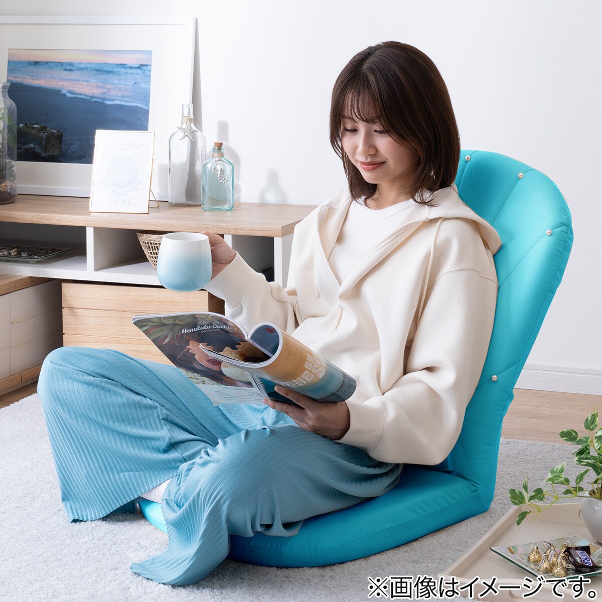 NITORI ニトリ　ロングザイス　イシク　座椅子　椅子　チェア　インテリア すずらん様専用】ニトリ ロングザイス イシク ネイビー