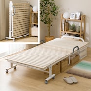 シングル 折りたたみ桐すのこパイプベッド(BLNC)