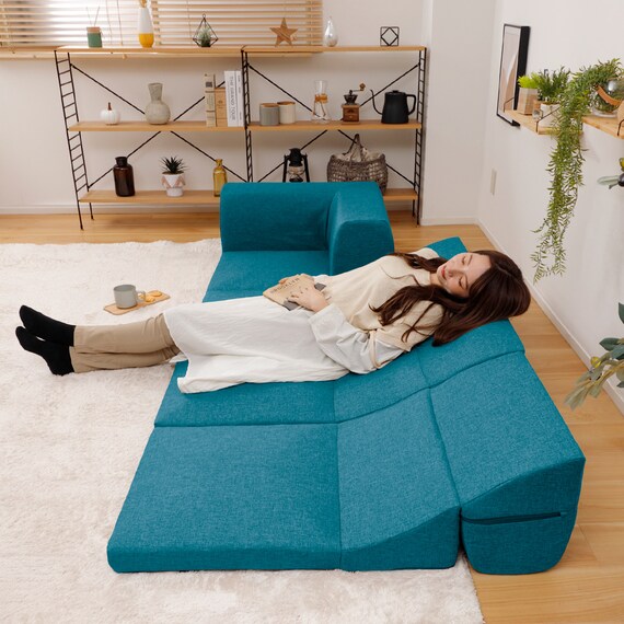 カバーリングローソファ3点セット (タスク BL) 3枚目画像