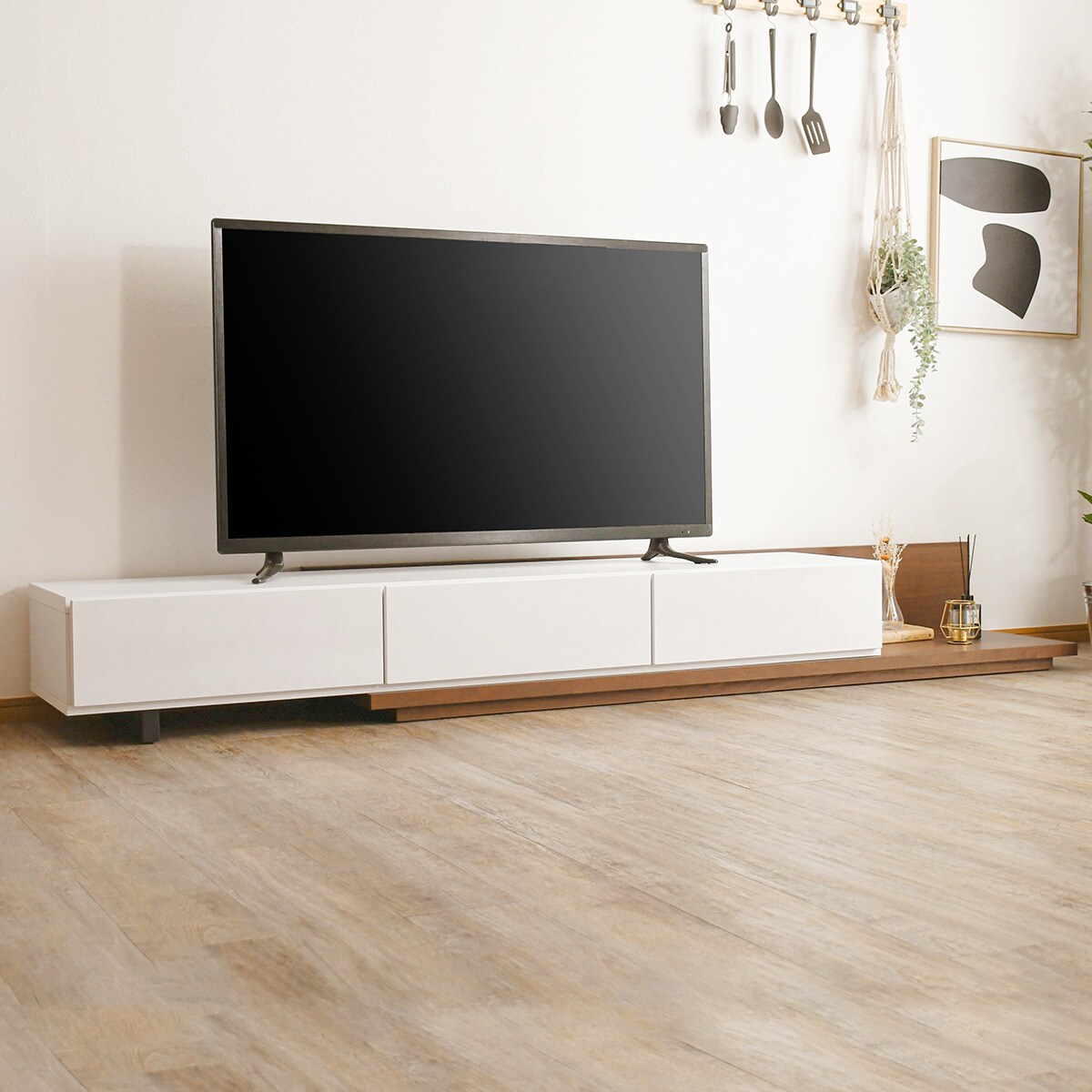 伸縮ローボード(幅179.5～300cm GY/BR) ニトリ 伸縮ローボード (幅179.5〜300cm WH/NA) テレビ台 TV台