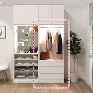 照明付きワードローブ ハンガー+引出3杯