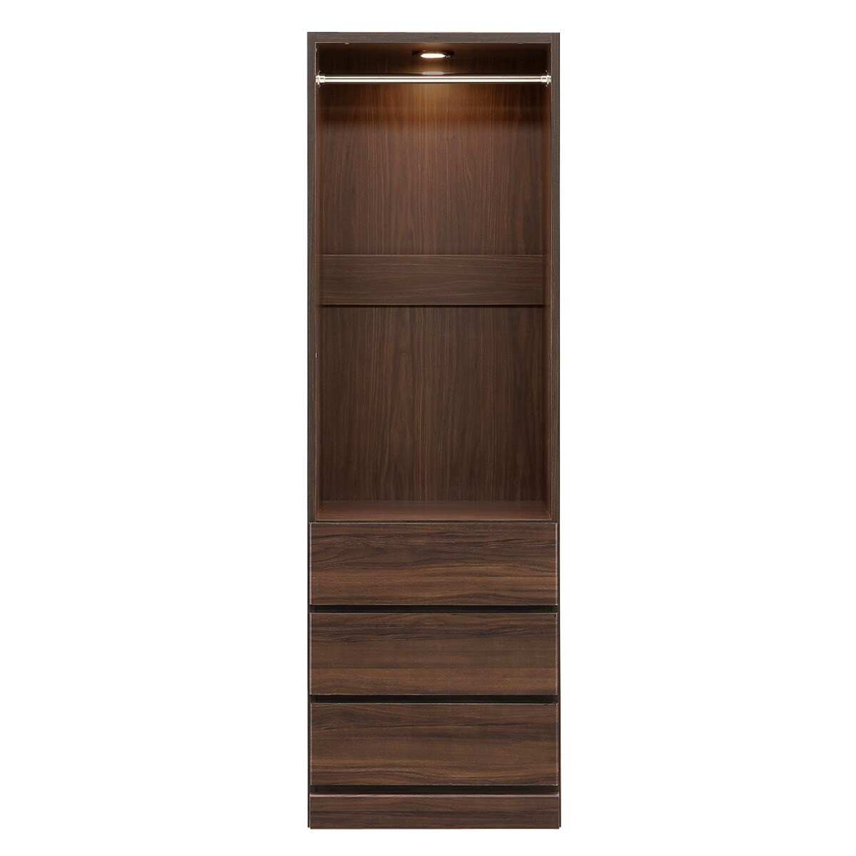 照明付きワードローブ ハンガー＋引出3杯（幅57.5cm DBR） | ニトリ