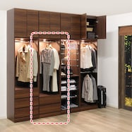 照明付きワードローブ ハンガー+引出2杯