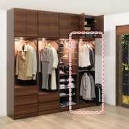 照明付きワードローブ ハンガー2段