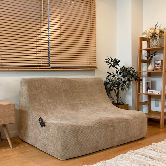 2人掛けリラックスコンパクトソファ 布張りタイプ (コーデュロイ BE) 1枚目画像