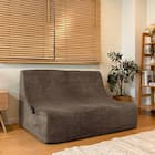 2人掛けリラックスコンパクトソファ 布張りタイプ (コーデュロイ DGY) 1枚目画像