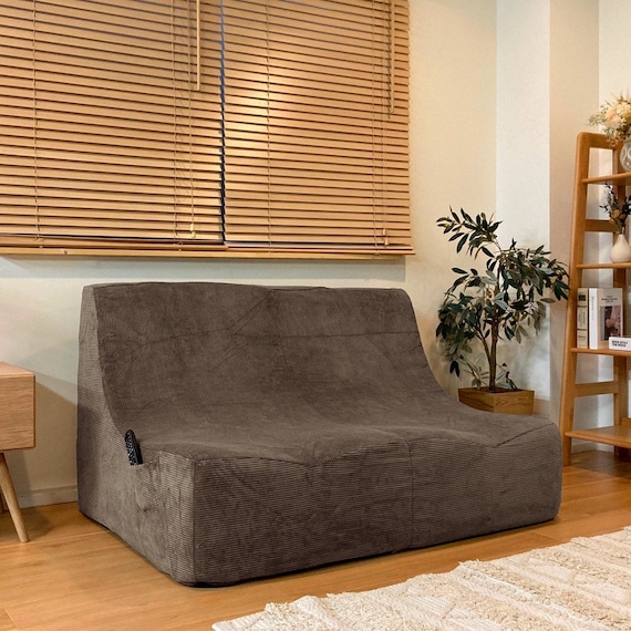 2人掛けリラックスコンパクトソファ 布張りタイプ (コーデュロイ DGY) 1枚目画像