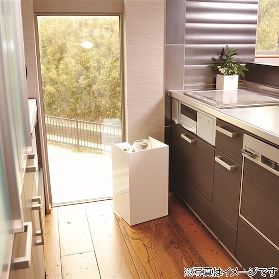 レジ袋ダストボックスキャスター付き(2分別 ブラック) 3枚目画像