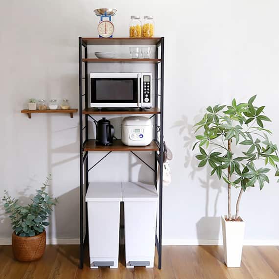 ヴィンテージテイストのゴミ箱上レンジラック (WAL) 1枚目画像