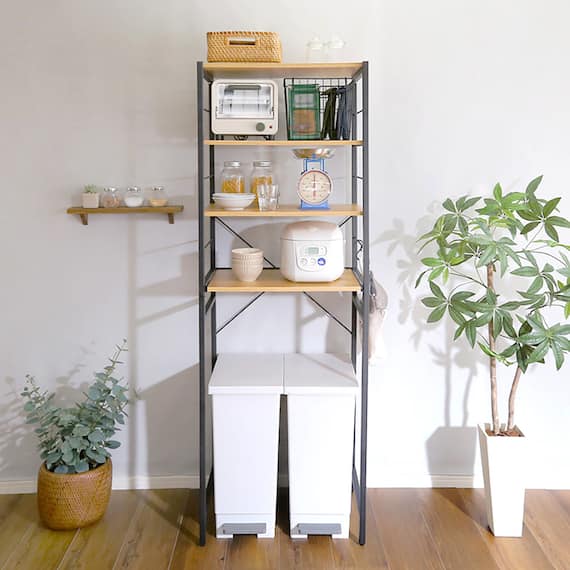 ヴィンテージテイストのゴミ箱上レンジラック (NA) 1枚目画像