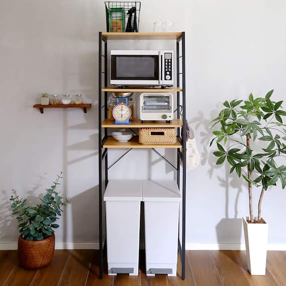 ヴィンテージテイストのゴミ箱上レンジラック (NA) 11枚目画像