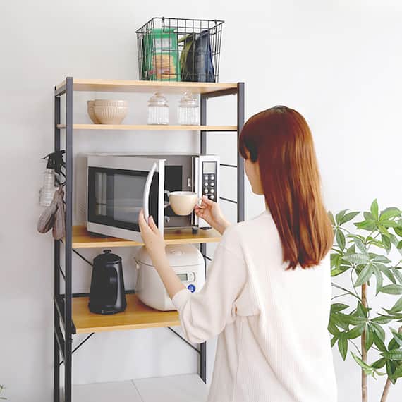 ヴィンテージテイストのゴミ箱上レンジラック (NA) 13枚目画像