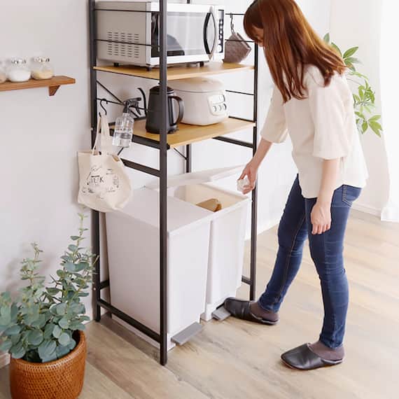 ヴィンテージテイストのゴミ箱上レンジラック (NA) 14枚目画像