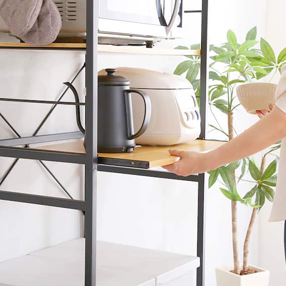 ヴィンテージテイストのゴミ箱上レンジラック (NA) 15枚目画像