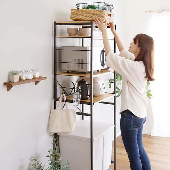 ヴィンテージテイストのゴミ箱上レンジラック (NA) 16枚目画像