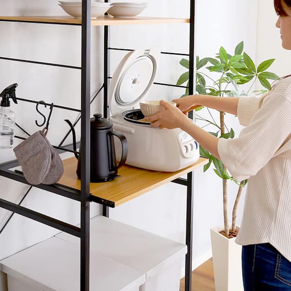 ヴィンテージテイストのゴミ箱上レンジラック (NA) 18枚目画像