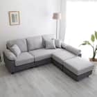 5人掛けコーナーカウチソファ 布張りツートンタイプ (GY) 1枚目画像