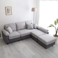 5人掛けコーナーカウチソファ 布張りツートンタイプ