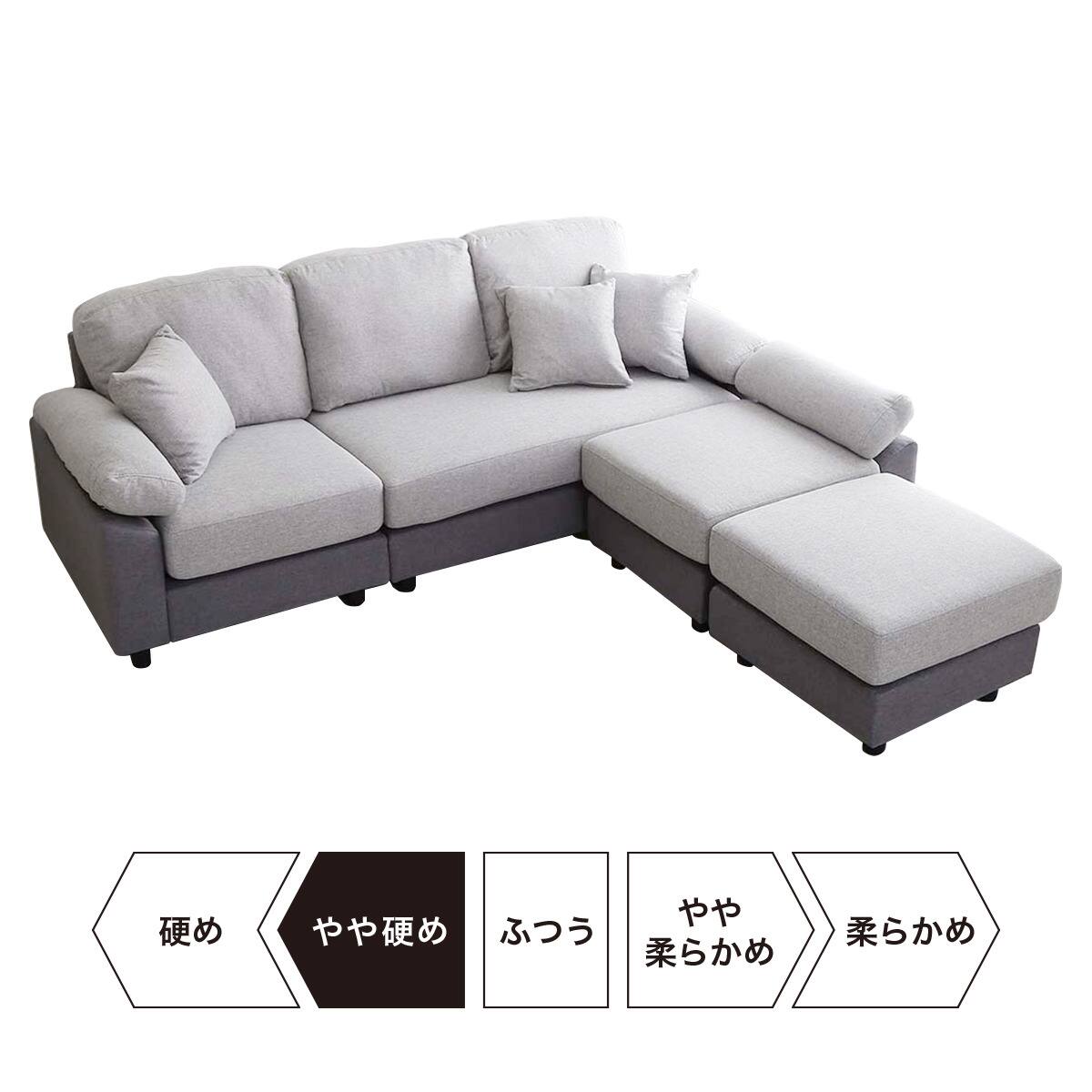 5人掛けコーナーカウチソファ 布張りツートンタイプ (GY) | ニトリ