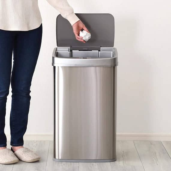 縦開き50L自動開閉ゴミ箱(ステンレス製) 1枚目画像