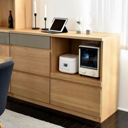 オーク無垢材引出しカウンター (幅120cm)