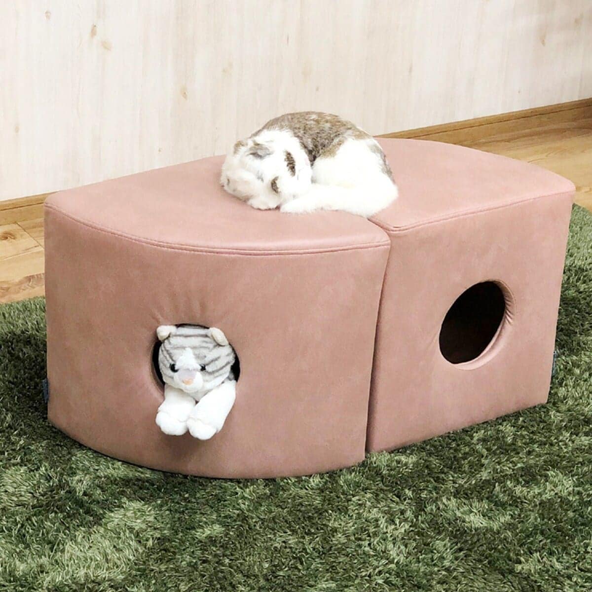 ⭐まりまり⭐留具付BOX＆ダストBOX♥️猫ちゃん柄♥️--169・170 引っかきキズに強いネコちゃんの秘密基地ハイタイプスツール2個入り