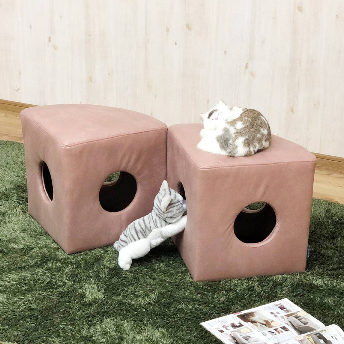 引っかきキズに強いネコちゃんの秘密基地ハイタイプスツール2個入り