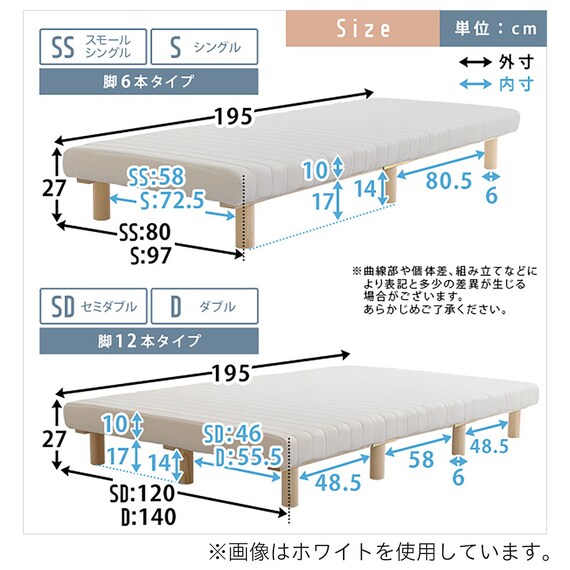 高反発ウレタン脚付きマットレス セミシングル(BR) 15枚目画像