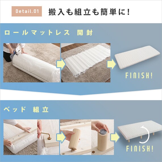 高反発ウレタン脚付きマットレス ダブル(BR) 4枚目画像