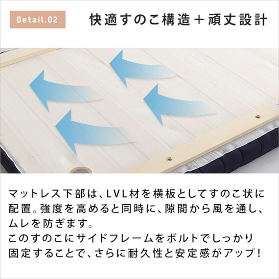 高反発ウレタン脚付きマットレス ダブル(BR) 5枚目画像