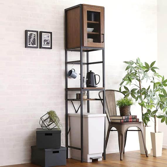 ヴィンテージごみ箱上ラック すきま収納タイプ(WAL) 1枚目画像