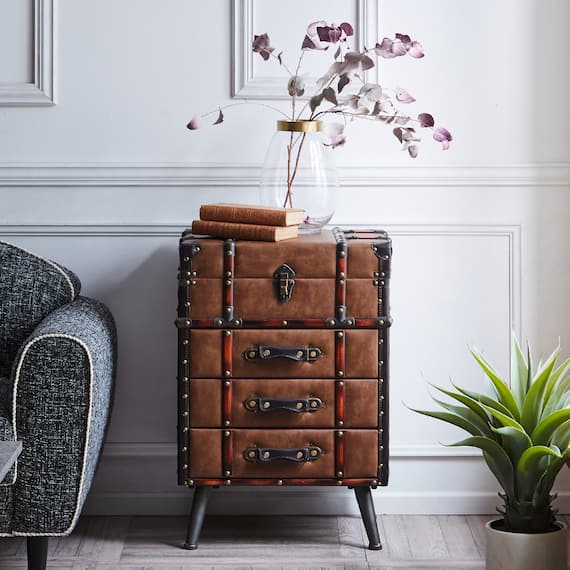 ヴィンテージボックスチェスト50H(BR) 2枚目画像