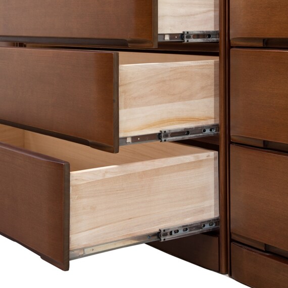 タモ突板ハイチェスト90 (BR) 2枚目画像