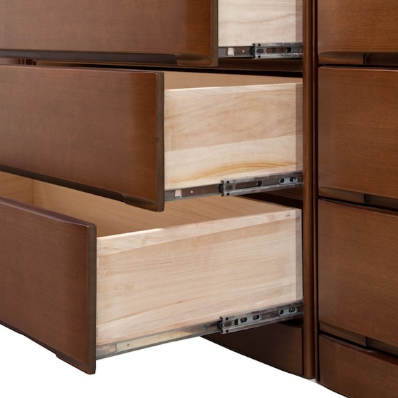 タモ突板ハイチェスト90 (BR) 2枚目画像