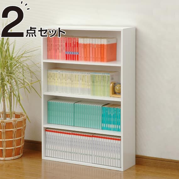 コミックラック 薄型4段(WH)2個セット 1枚目画像