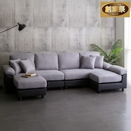 PVC×布張り6人掛けコーナーカウチソファ【期間限定価格:8/8~9/24まで】