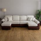 6人掛けコーナーカウチソファ 布張りツートンタイプ (IV) 1枚目画像