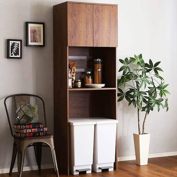 ヴィンテージ木製ごみ箱上ラック (スリムタイプ WAL) 1枚目画像