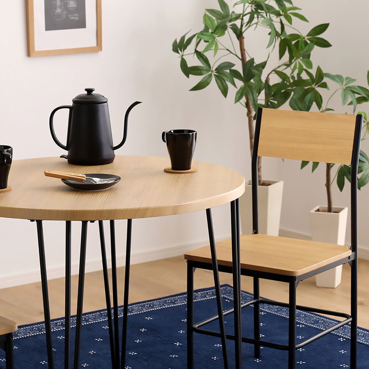 ヴィンテージ円形ダイニング3点セット (NA) | ニトリネット【公式