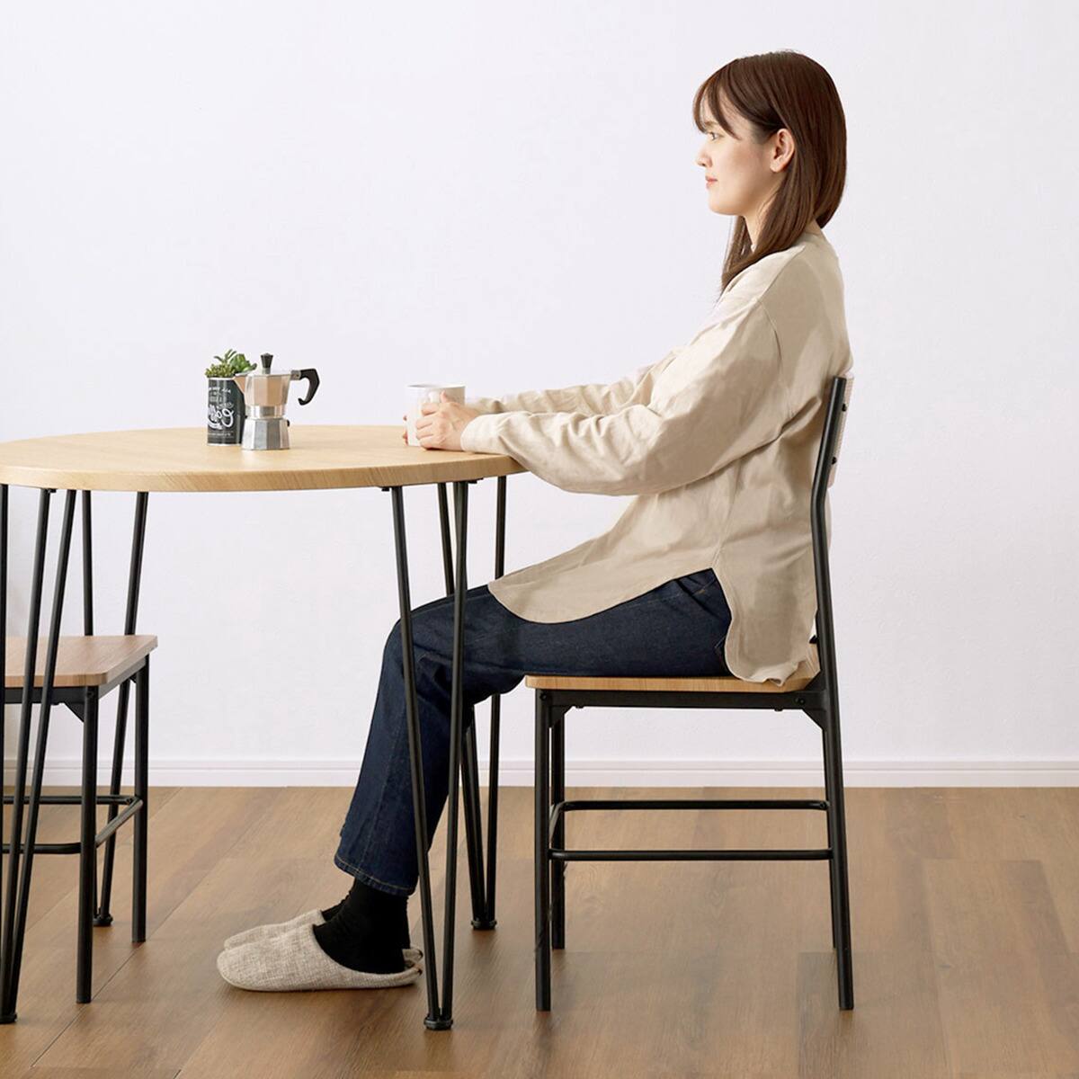 ヴィンテージ円形ダイニング3点セット (NA) | ニトリネット【公式