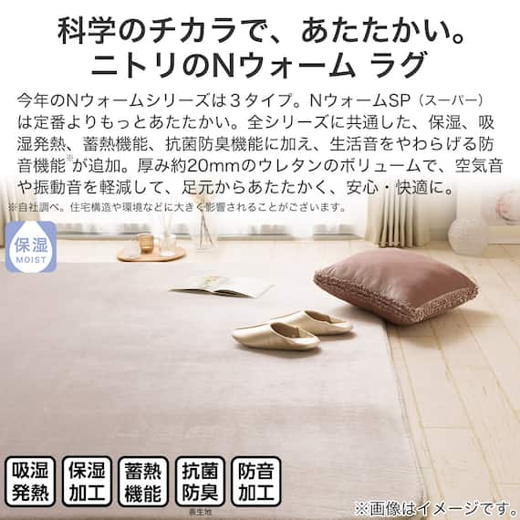 20mmウレタン入り防音+保温+吸湿発熱+蓄熱ラグ(NウォームSP nsDA01 MO200X240) 10枚目画像
