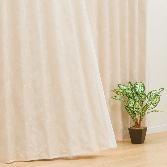 遮光2級・遮熱・裏地付きドレープカーテン(サシャBE 100X178X2) 1枚目画像