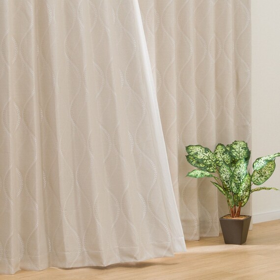 裏地付き・遮光ドレープカーテン(100X110X2 IV DH92) 1枚目画像